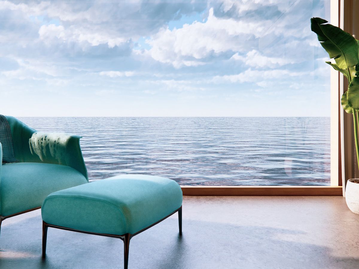 Salon contemporain ouvert sur la mer